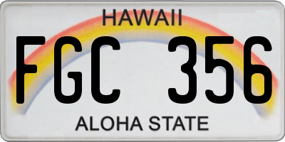 HI license plate FGC356