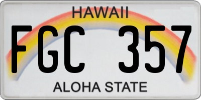 HI license plate FGC357