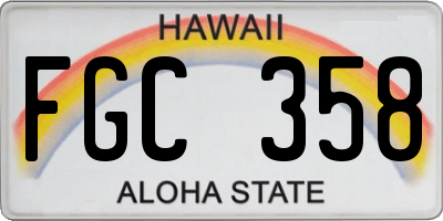 HI license plate FGC358