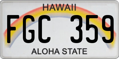 HI license plate FGC359