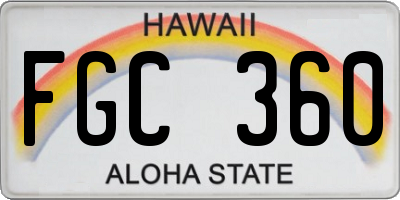 HI license plate FGC360