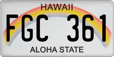 HI license plate FGC361