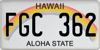 HI license plate FGC362