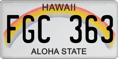 HI license plate FGC363