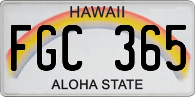 HI license plate FGC365