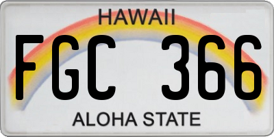HI license plate FGC366