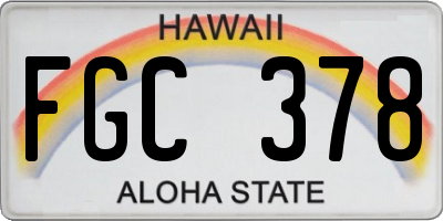 HI license plate FGC378