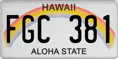 HI license plate FGC381