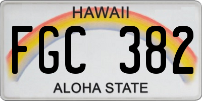 HI license plate FGC382