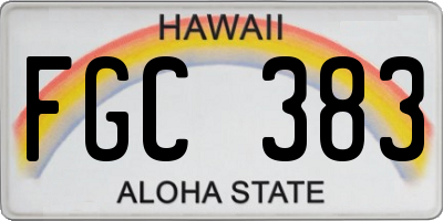 HI license plate FGC383