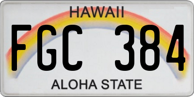 HI license plate FGC384