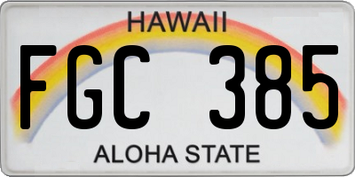 HI license plate FGC385