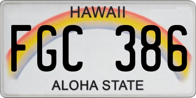 HI license plate FGC386