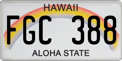 HI license plate FGC388