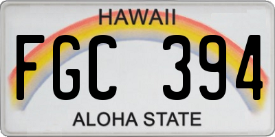 HI license plate FGC394