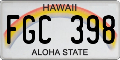 HI license plate FGC398