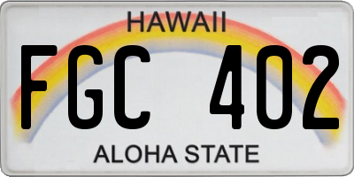 HI license plate FGC402