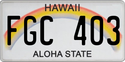 HI license plate FGC403