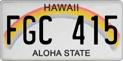HI license plate FGC415