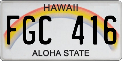 HI license plate FGC416