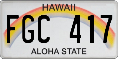 HI license plate FGC417