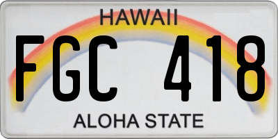 HI license plate FGC418