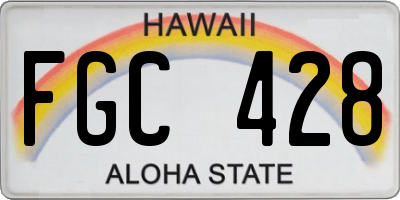 HI license plate FGC428