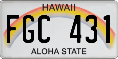 HI license plate FGC431