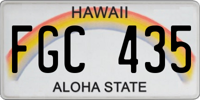 HI license plate FGC435