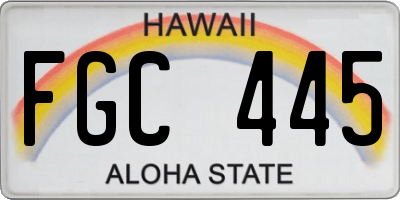 HI license plate FGC445