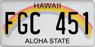 HI license plate FGC451