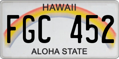 HI license plate FGC452