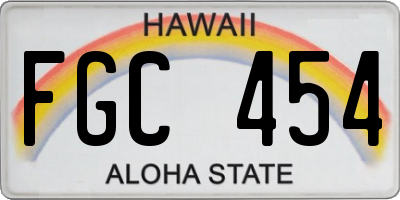 HI license plate FGC454