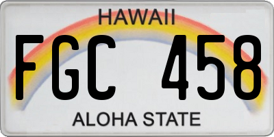 HI license plate FGC458
