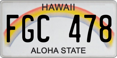 HI license plate FGC478