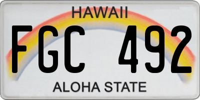 HI license plate FGC492