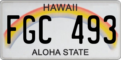 HI license plate FGC493