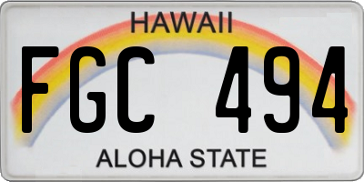 HI license plate FGC494