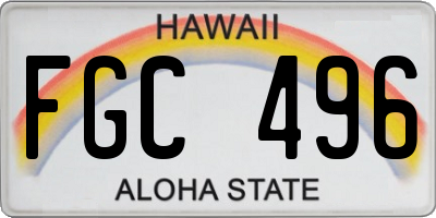 HI license plate FGC496