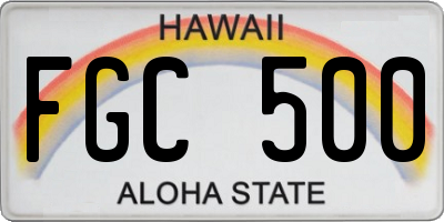 HI license plate FGC500