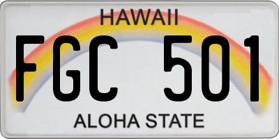 HI license plate FGC501