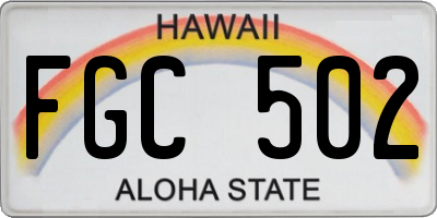 HI license plate FGC502