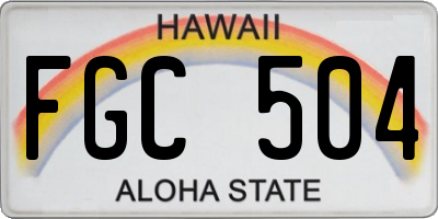 HI license plate FGC504