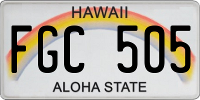 HI license plate FGC505