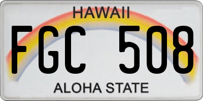HI license plate FGC508