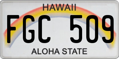 HI license plate FGC509