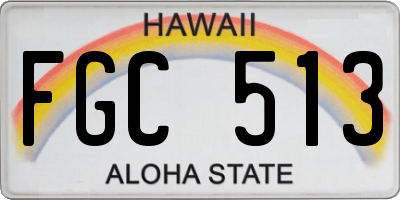 HI license plate FGC513