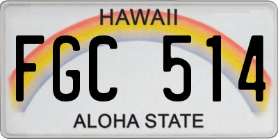 HI license plate FGC514