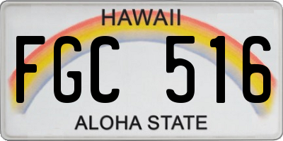 HI license plate FGC516