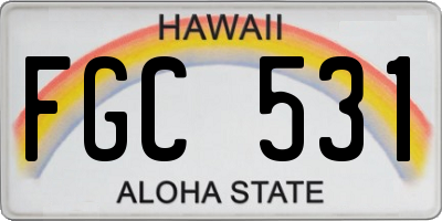 HI license plate FGC531